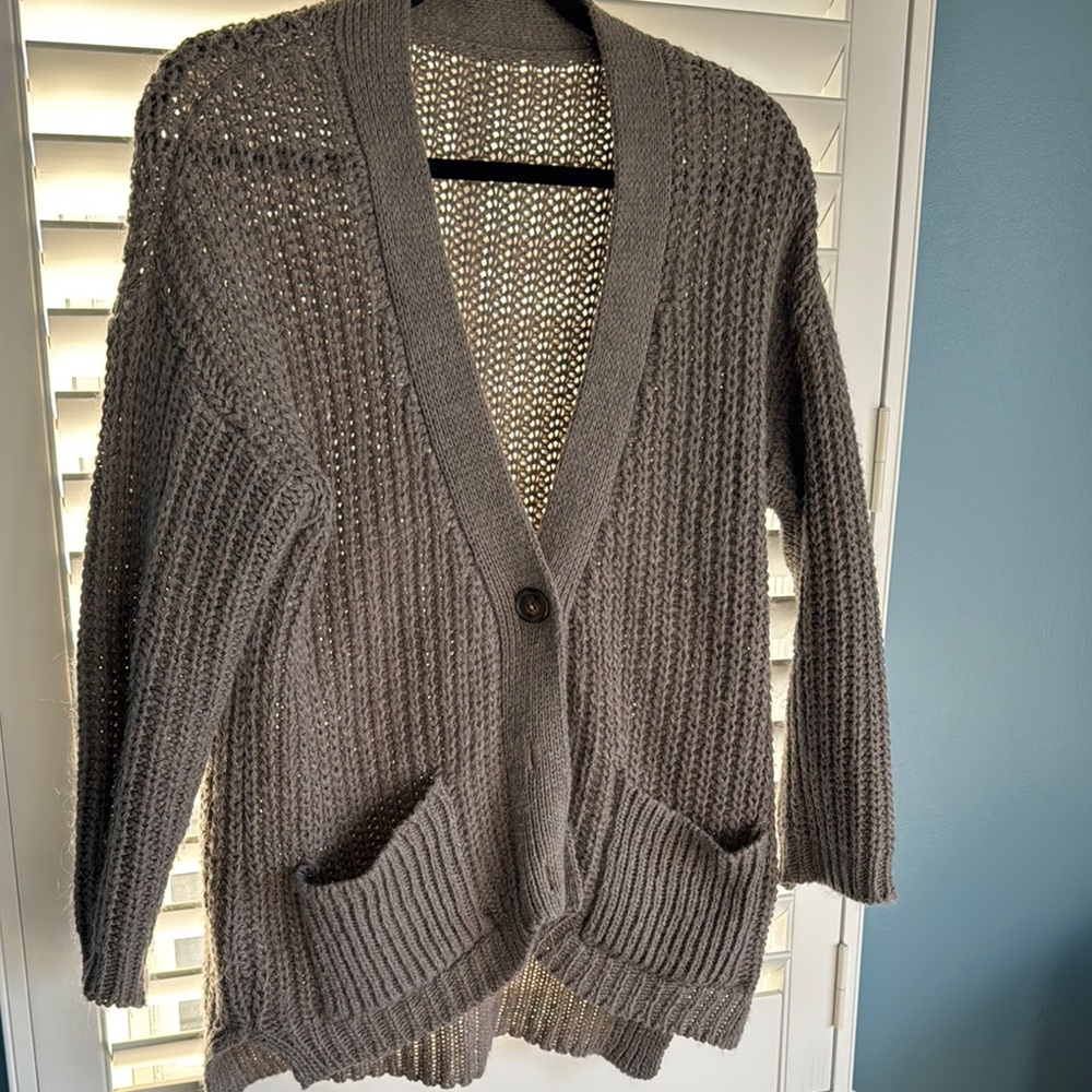 Cozy Gray Knit Cardigan Sweater